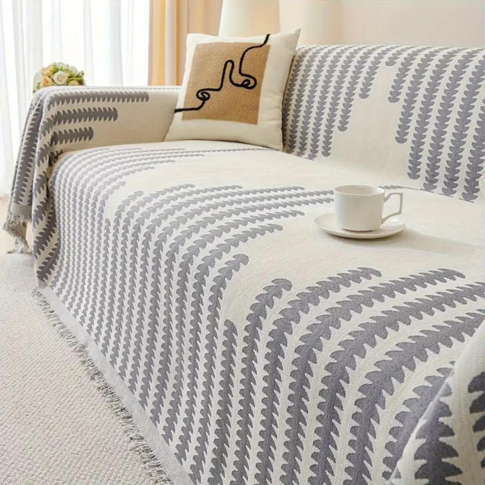 Modern Monochrome Fern Sofa Cover