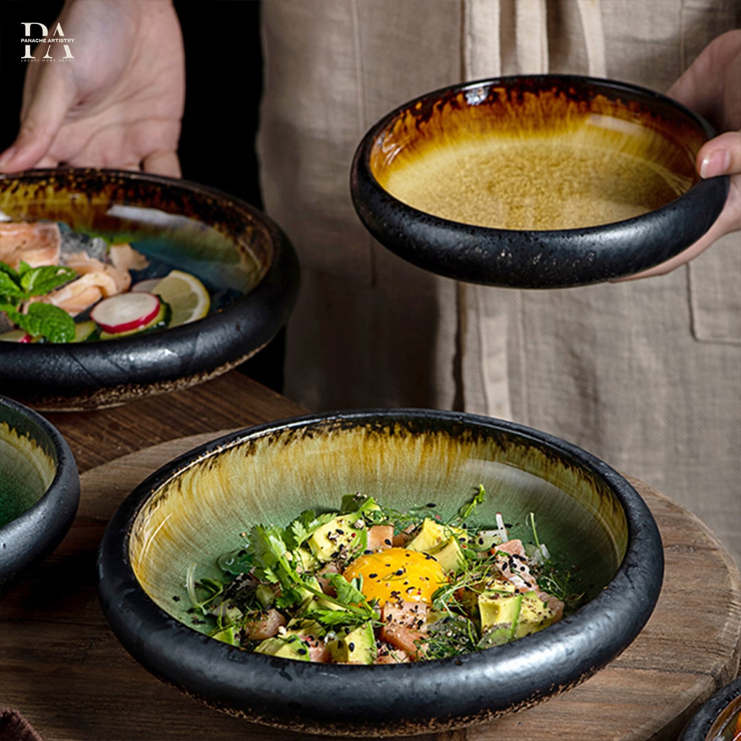 Assiette en céramique craquelée Azure