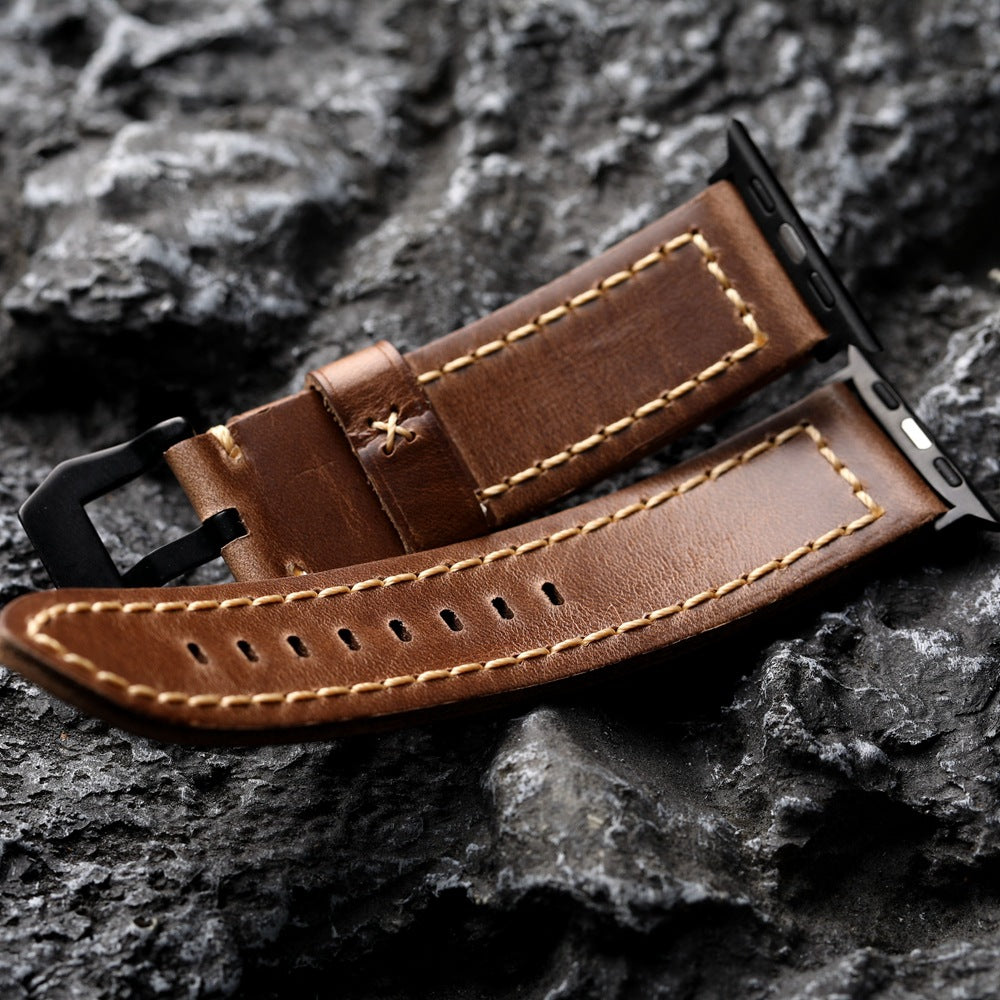 Vintage Brown Horween Chromexcel Leather Watch Strap for Apple Watch