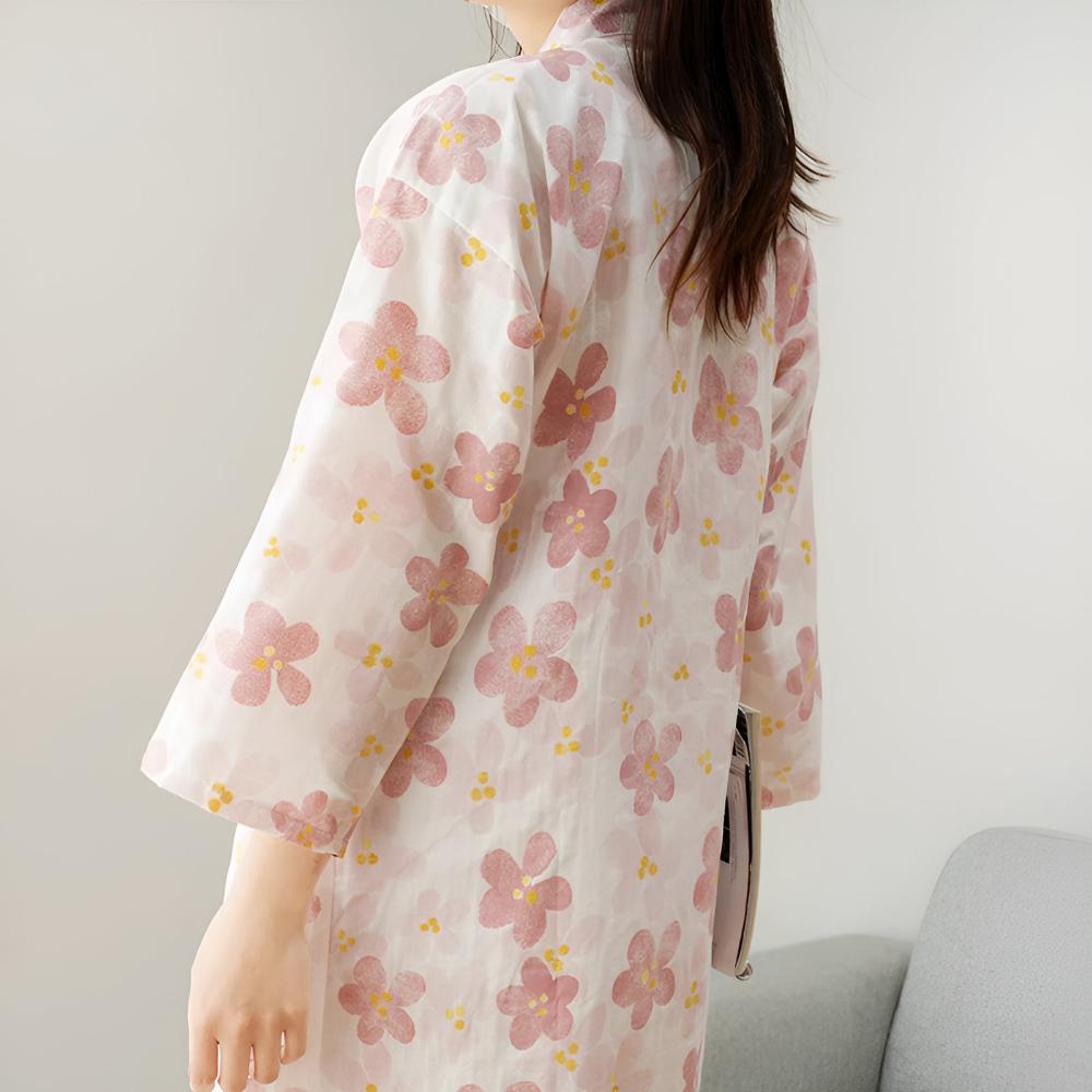 Peignoir en coton à motif floral pour femmes