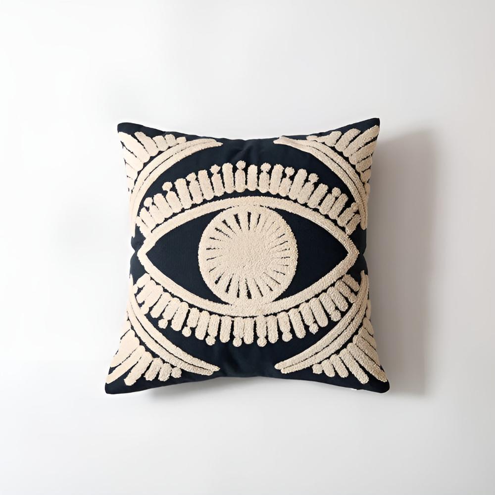 Boho Eye Embroidered Cushion Cover