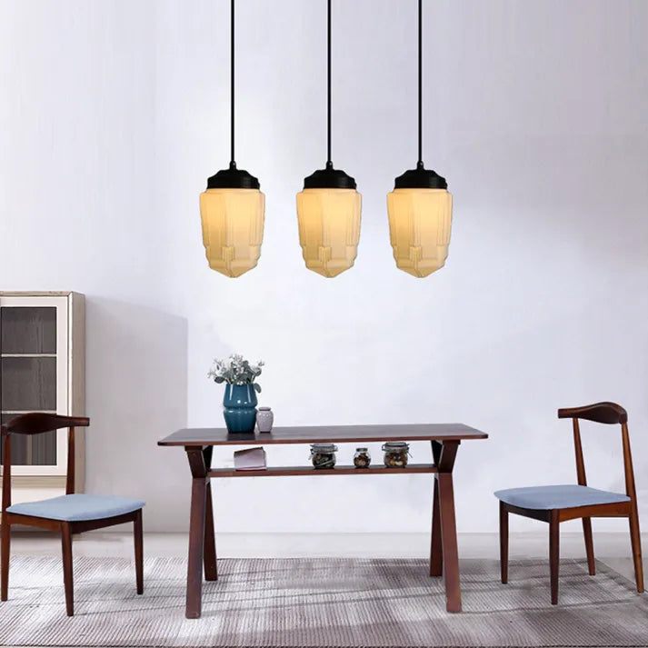 VintageGlow – Geometric Pendant Lamp in Matte Glass