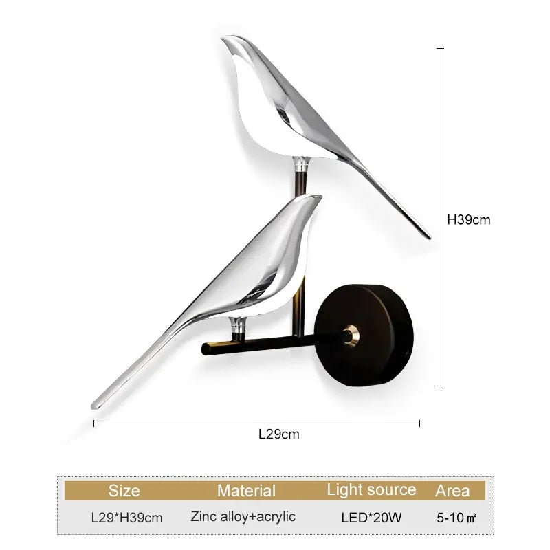 WingSpan - Lampada da parete Bird 360° girevole