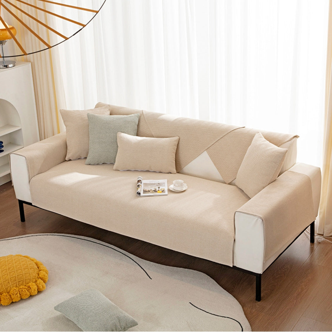 Hidden Color Cotton Linen Non-Slip Sofa/Couch Cover