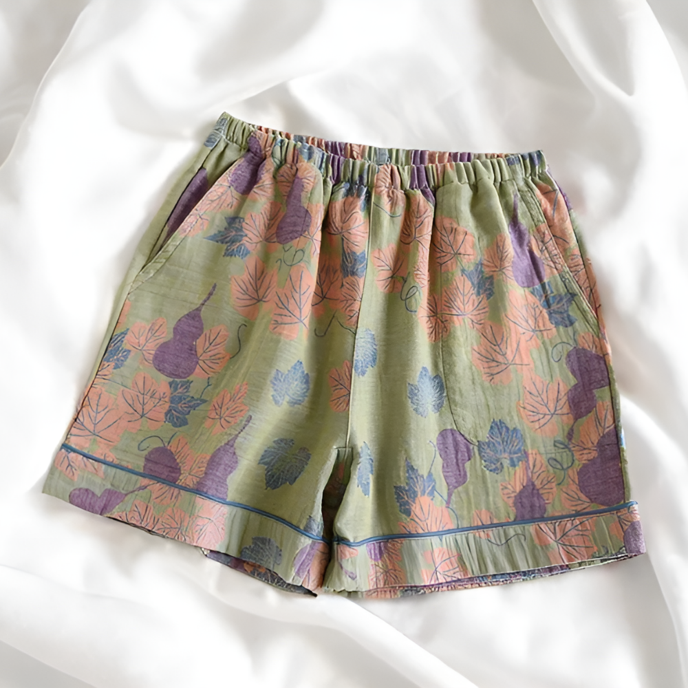 Shorts à taille élastique imprimé floral