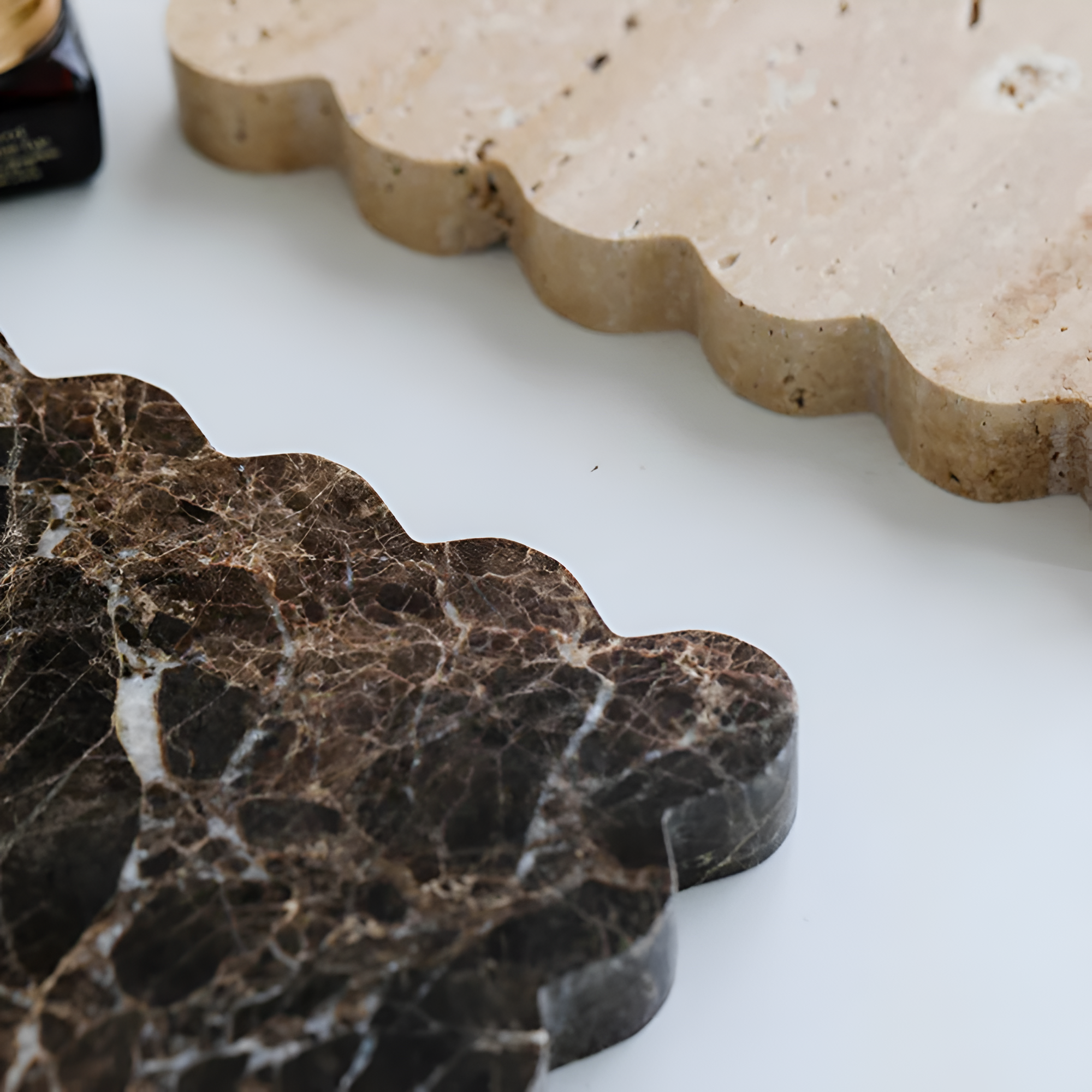 Scalloped Marble Travertine Jewellery Tray