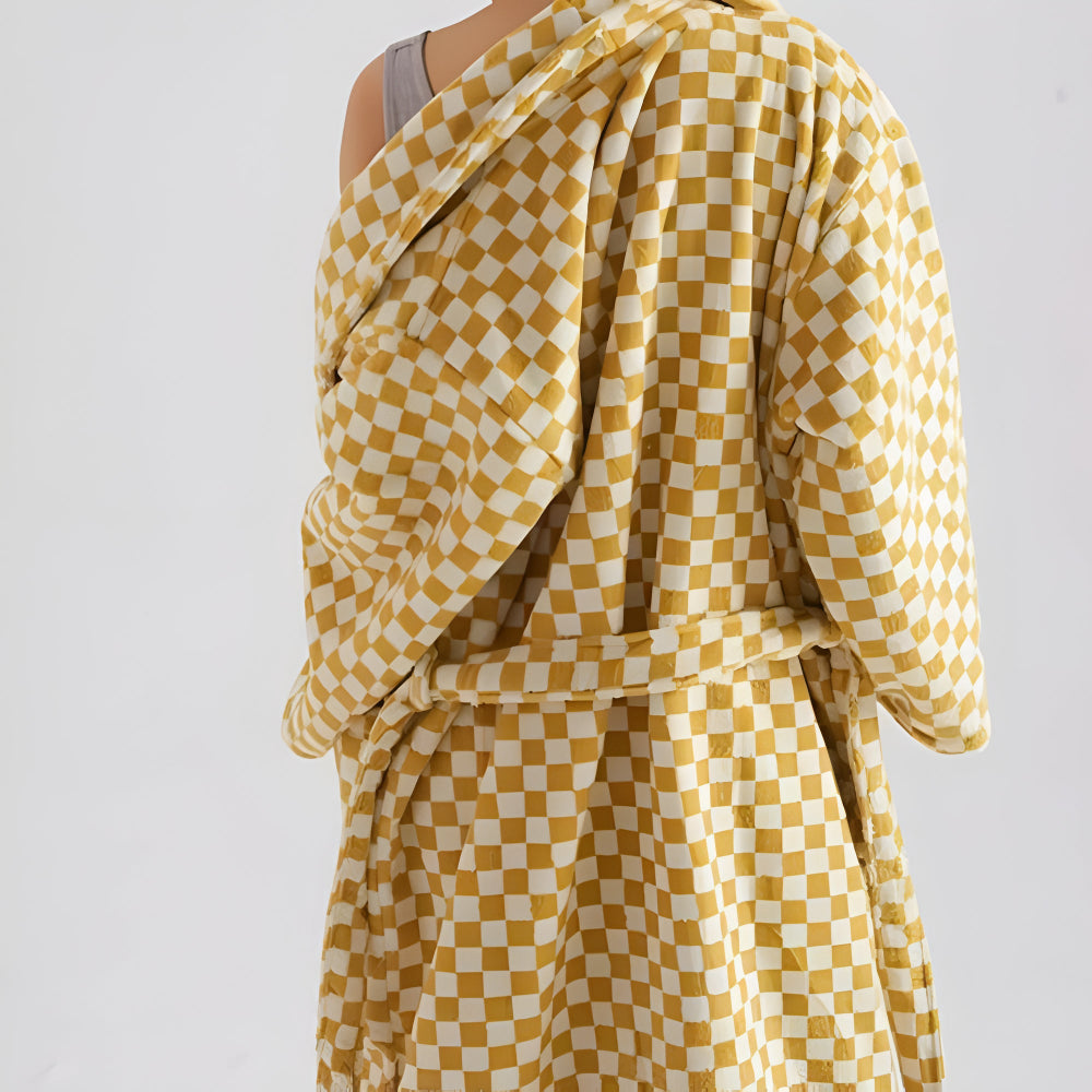 Cloud Weave Checkerboard Bathrobe