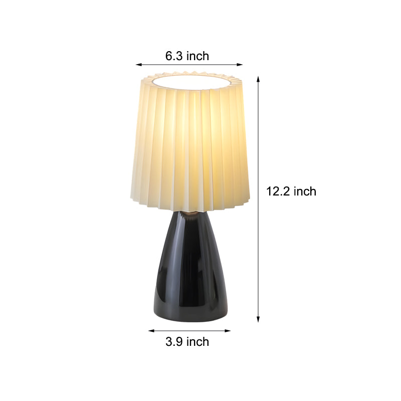 Tessuti Plissettati 12'' - Lampada da Tavolo con Base in Vetro e USB, Dimmerabile con 1 Punto Luce