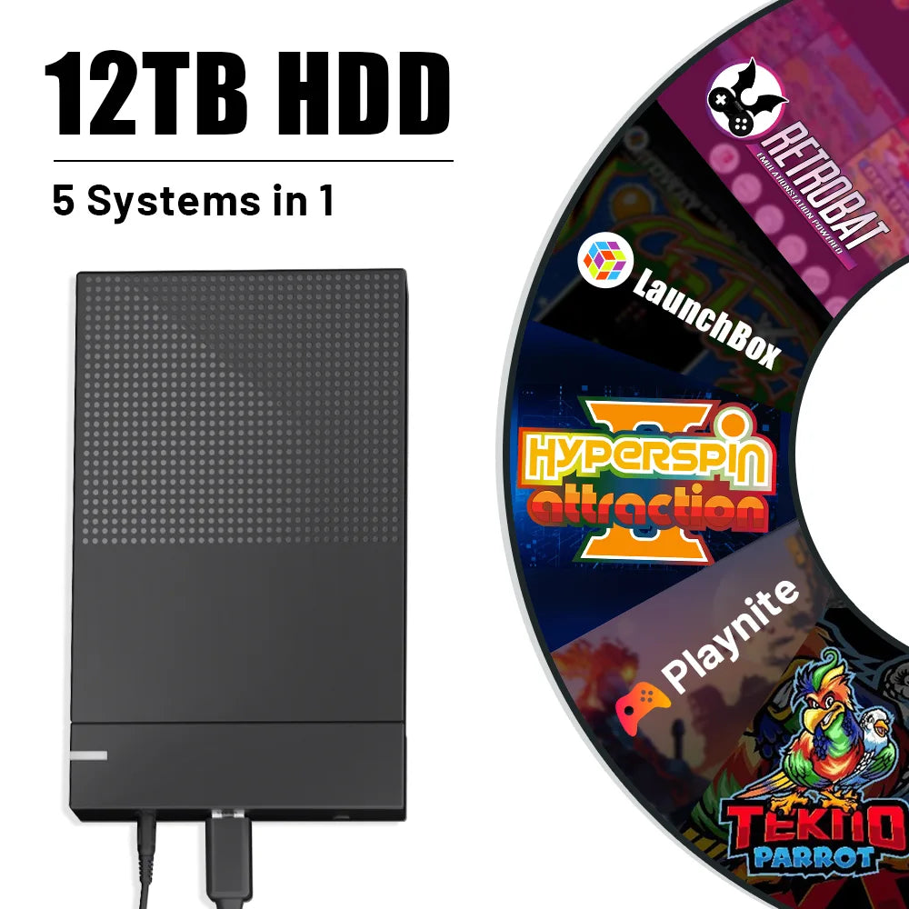 12TB Hyperspin, Launchbox, Retrobat, Playnite, Teknoparrot 5IN1 externí disk