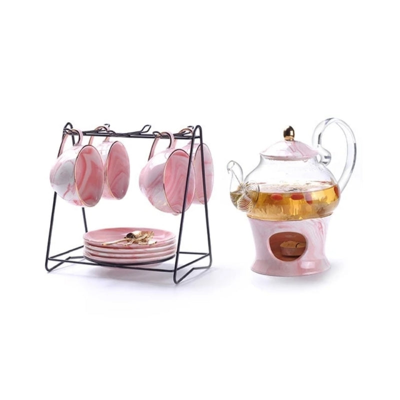 Pure Elegance Porcelain & Glass Teapot Set