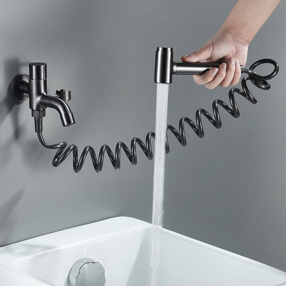 Gray Wall-mounted Bidet Set with Handheld Shower Sprayer