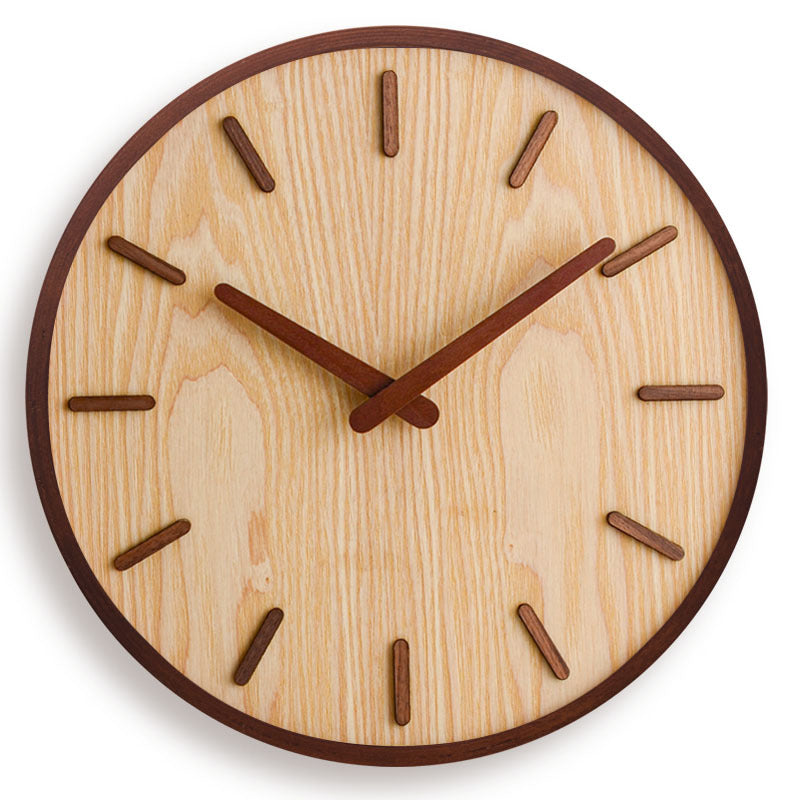 Solid Walnut Wood Battery Operated Clock for Livingroom