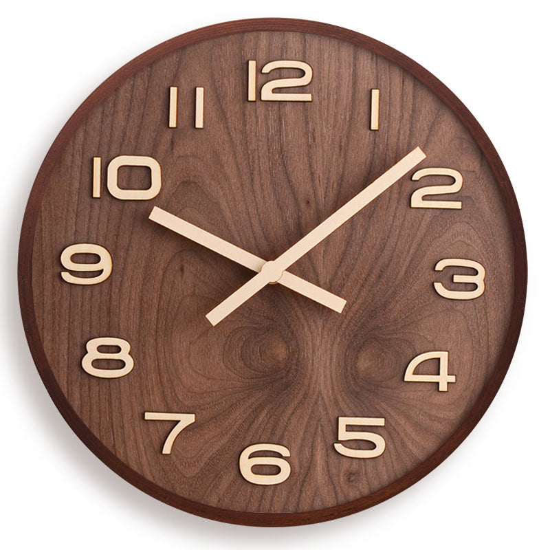 Solid Walnut Wood Battery Operated Clock for Livingroom