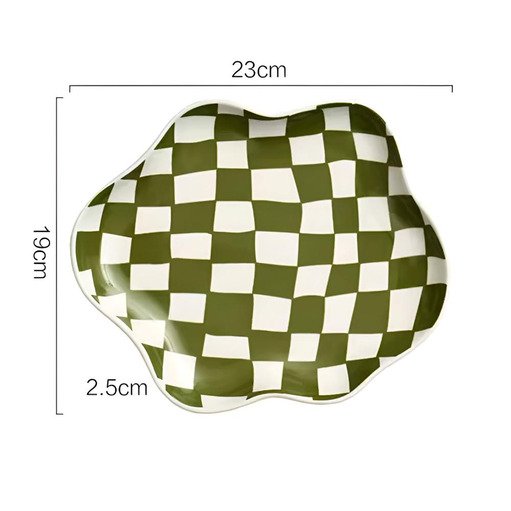 Classic Checkered Ceramic Plate