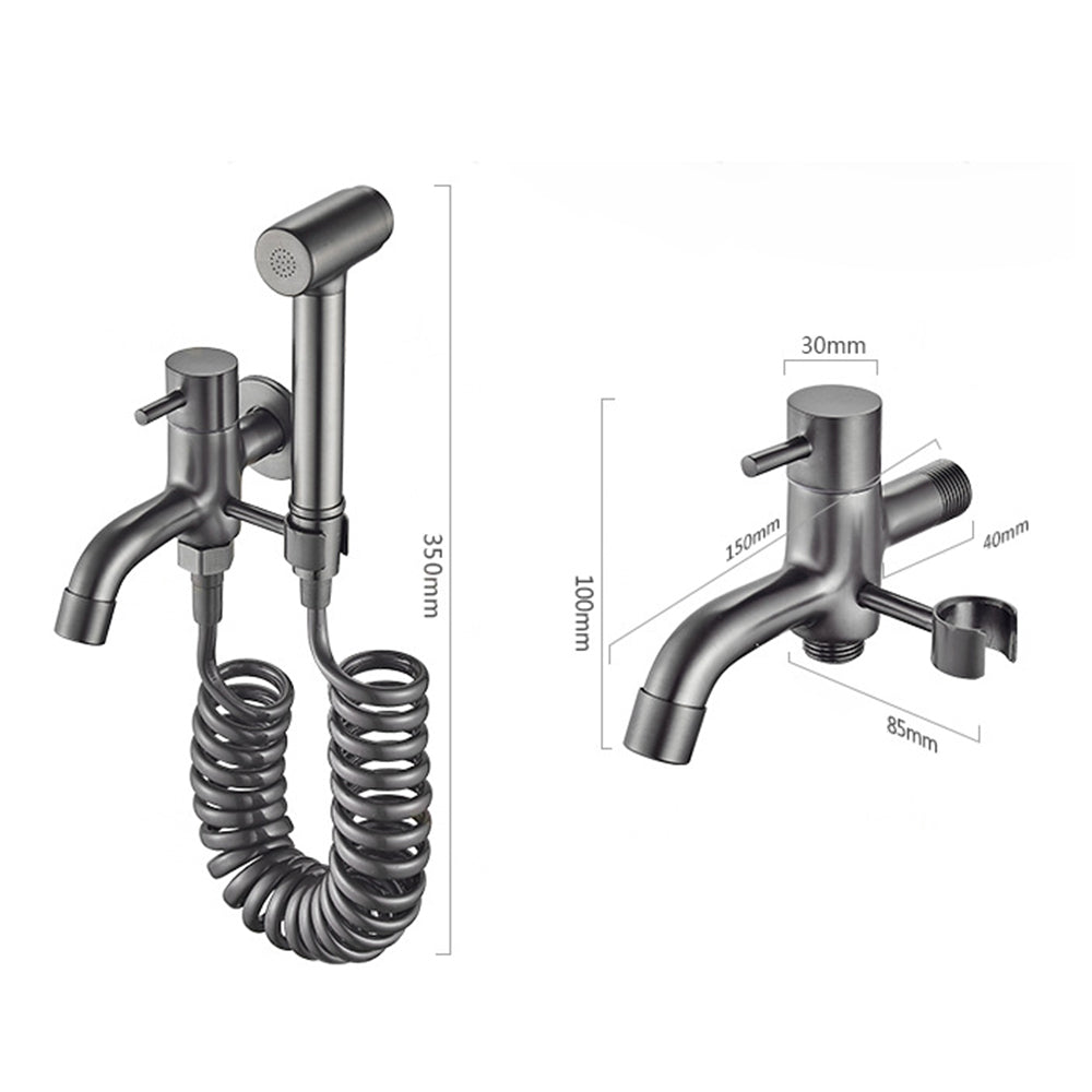 Gray Wall-mounted Bidet Set with Handheld Shower Sprayer