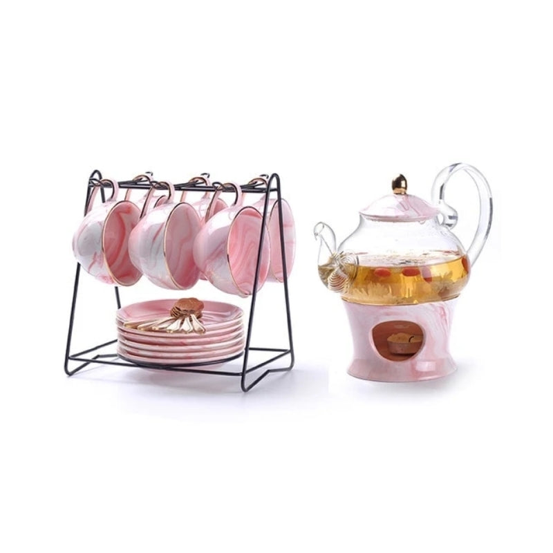 Pure Elegance Porcelain & Glass Teapot Set