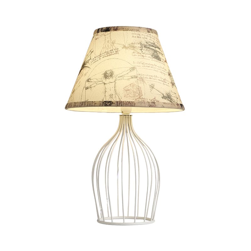 GloLight - Traditional Cone Shaped Table Lamp with Metal Cage Base