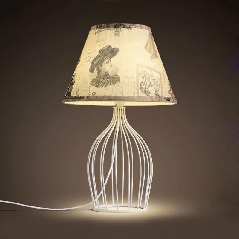 GloLight - Traditional Cone Shaped Table Lamp with Metal Cage Base