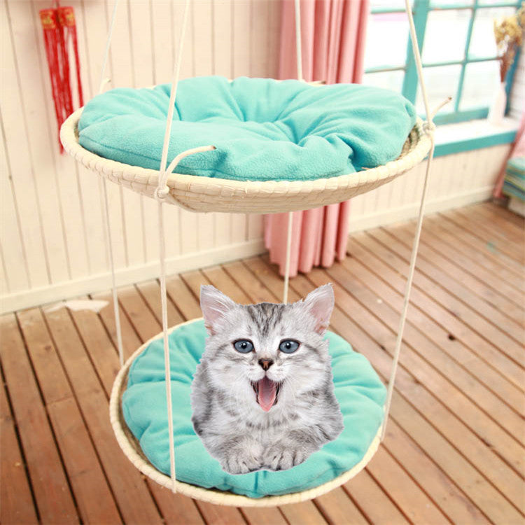 Whisker Wicker: Kattenhangmatnest van stro