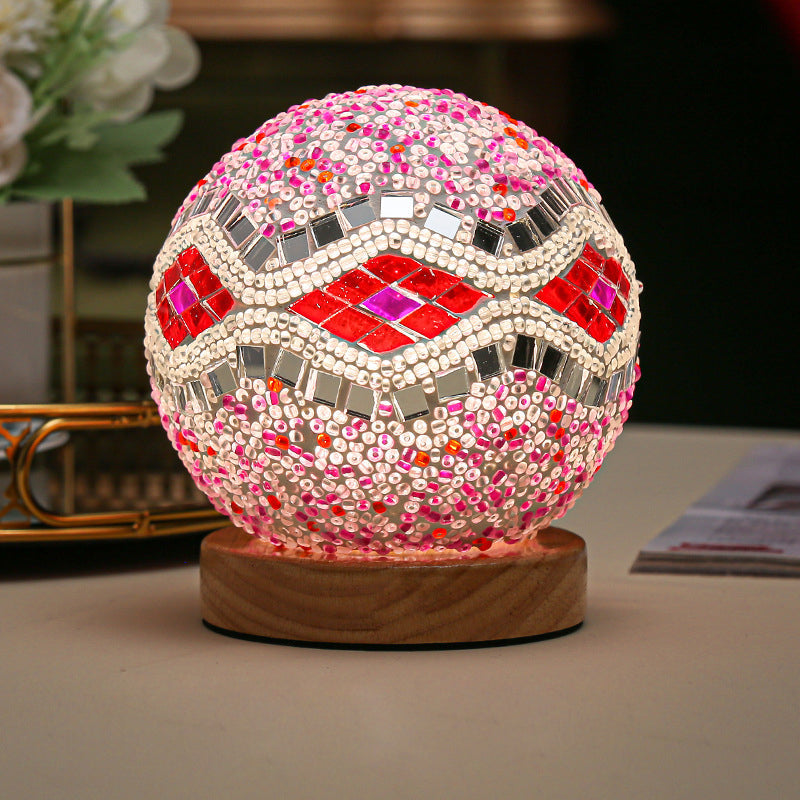 GloedNest - Dimmable Boho Baroque LED Spherical Glass Table Lamp with Mosaic Lighting 3.9"