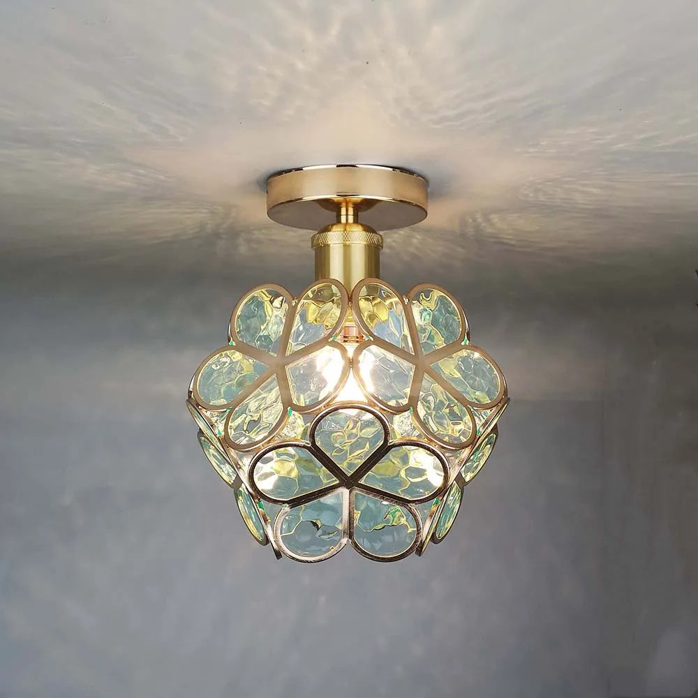 Lampada da soffitto in vetro per corridoio in stile fiori di design