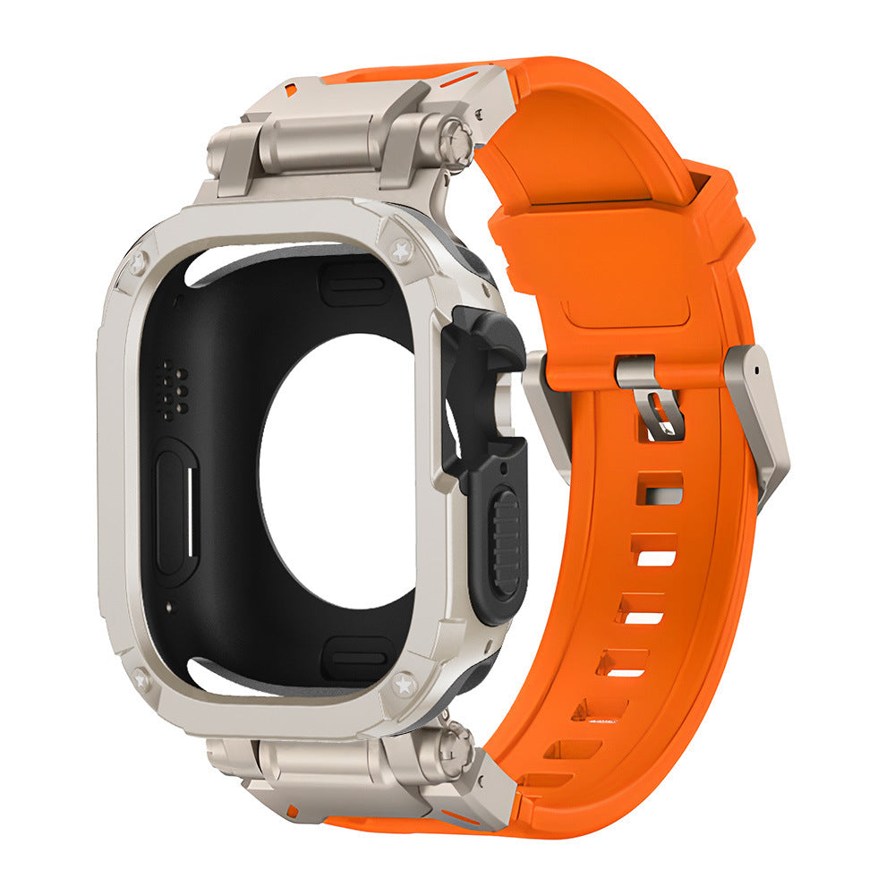 Explorer Tactical Fluoro Gumi Szíj + TPU + PC 2 az 1-ben Tok Apple Watch-hoz