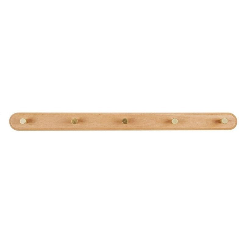 Nordic Natural Wood & Brass Wall Hook Racks