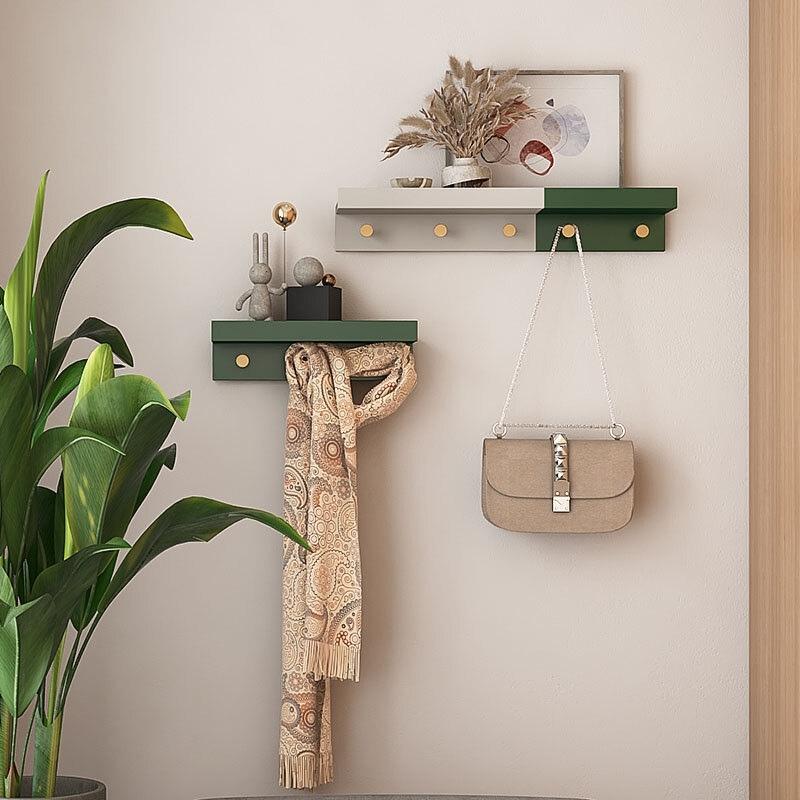 Huxley Wall Storage Shelf with Gold Hooks