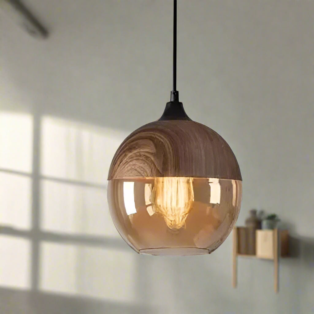 Jevaglo™ | Luxe hanglamp van glas en hout