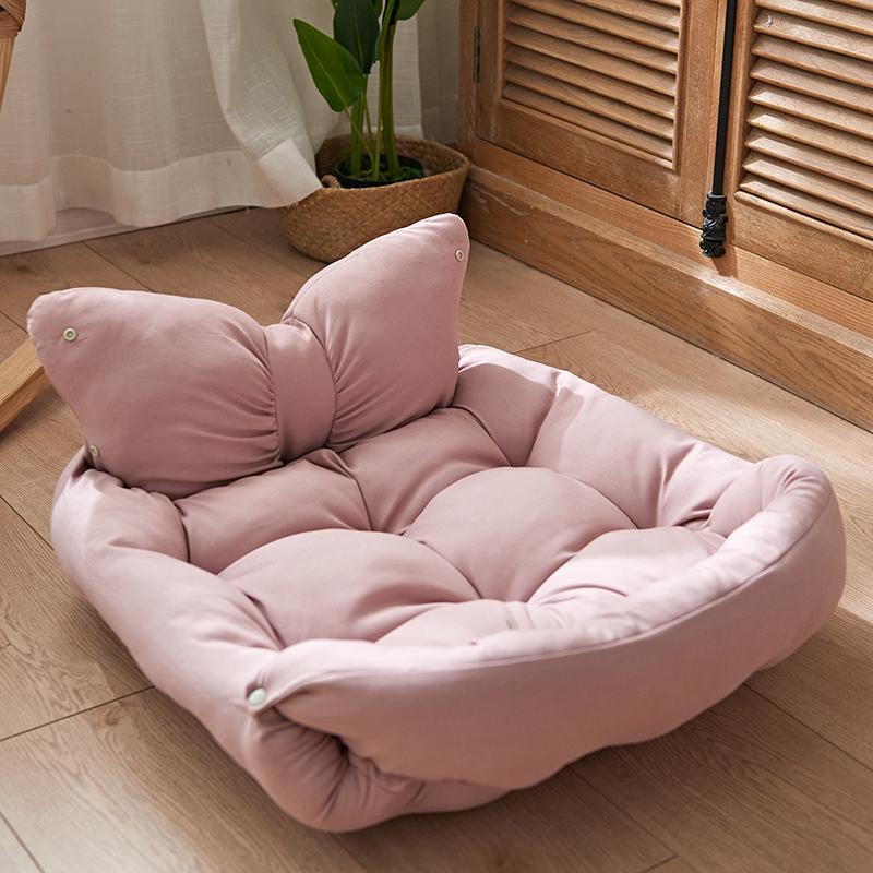 Cute Bow Multifunctional Plush Dog Bed Mattress & Dog Bed Nest