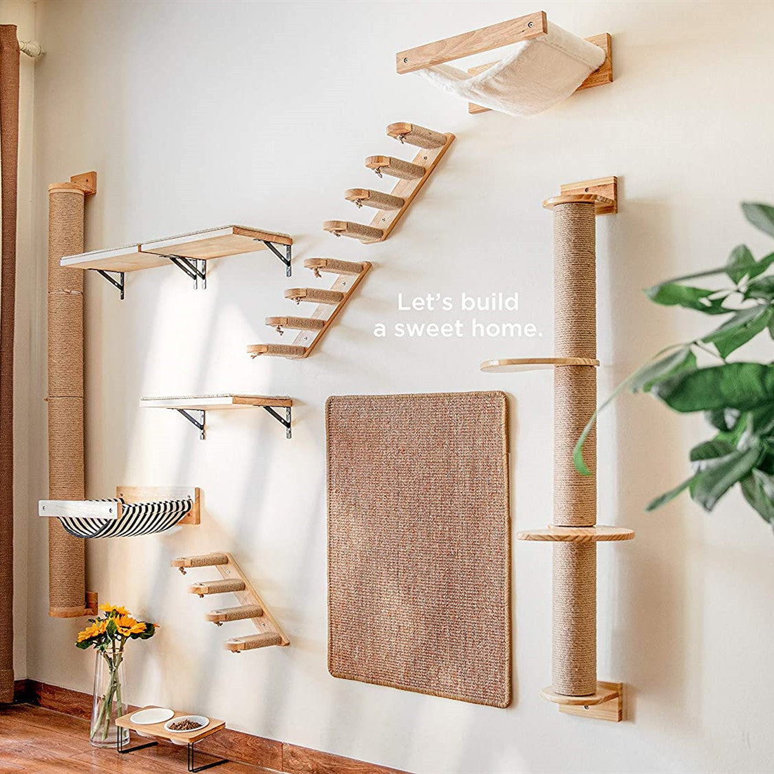 PinePaws Wall-Mounted Cat Springboard Stairs