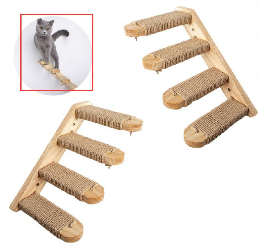 PinePaws Wall-Mounted Cat Springboard Stairs