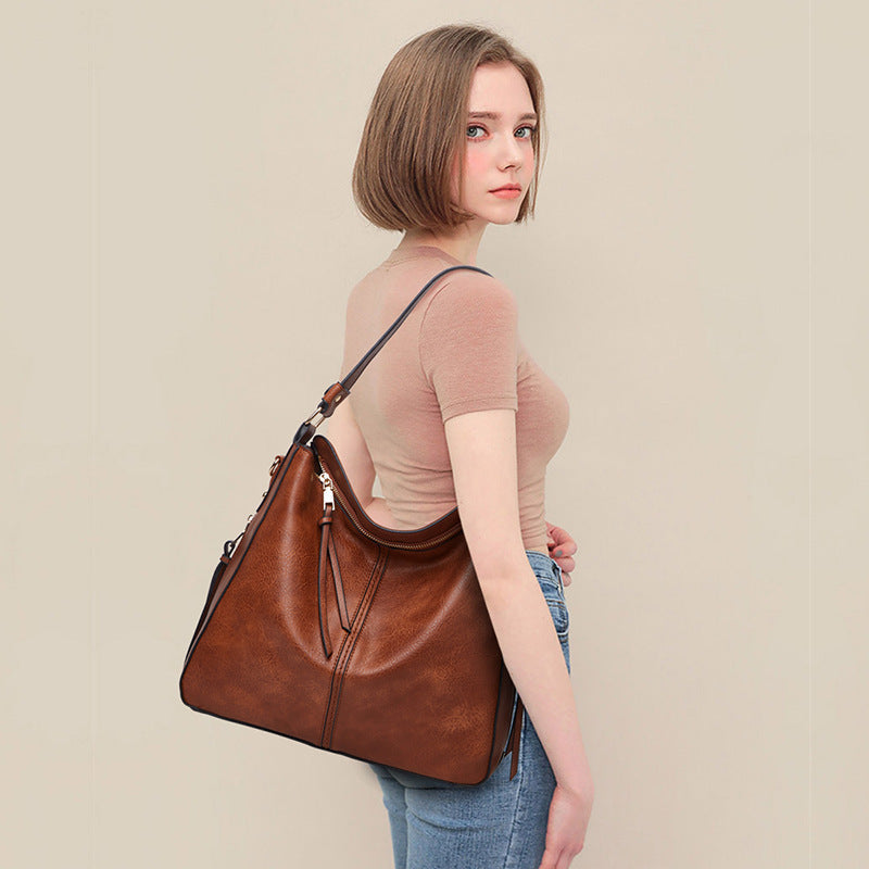 The Belgravia Faux Leather Vintage Shoulder Bag & Pouch