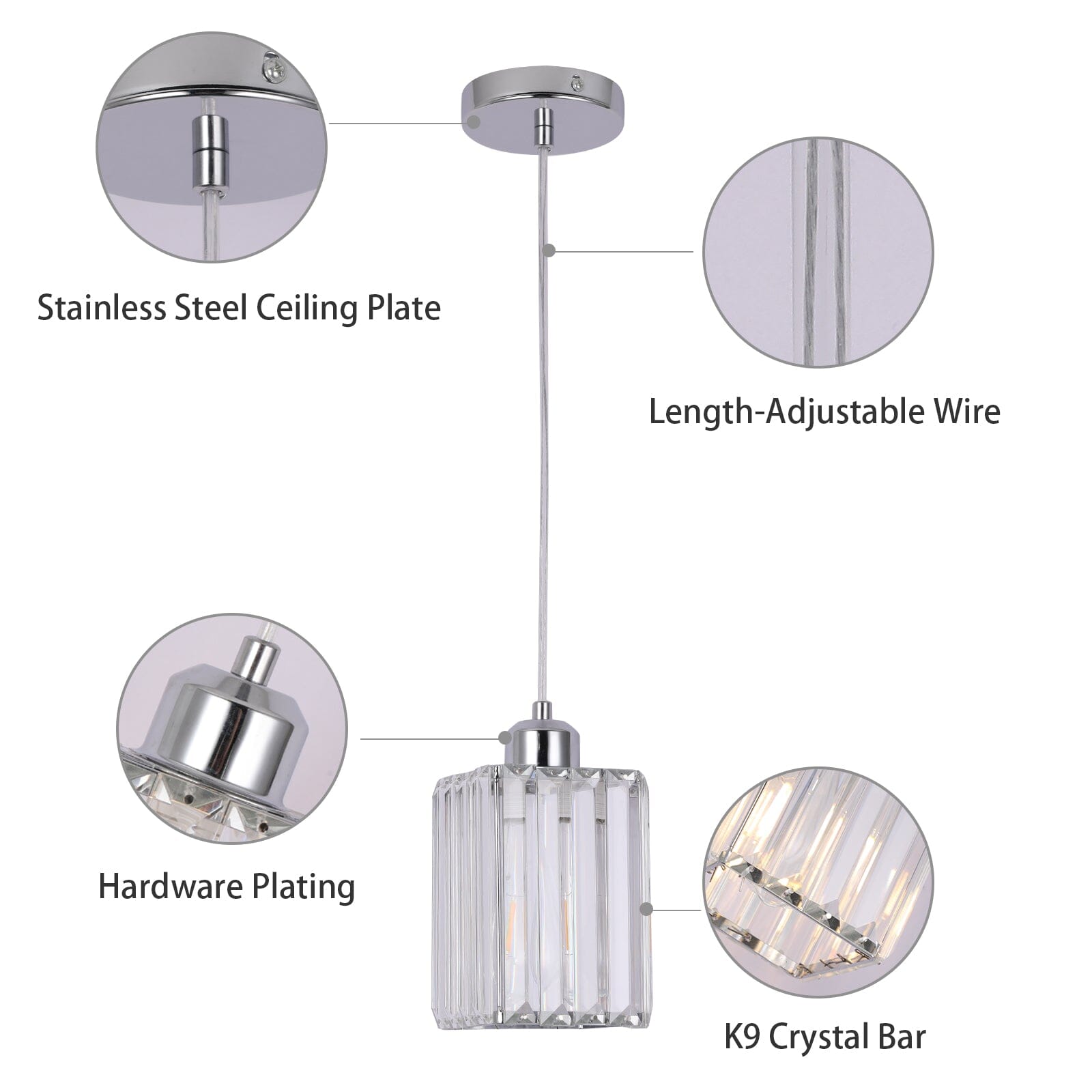 Lumină suspendată din cristal modern