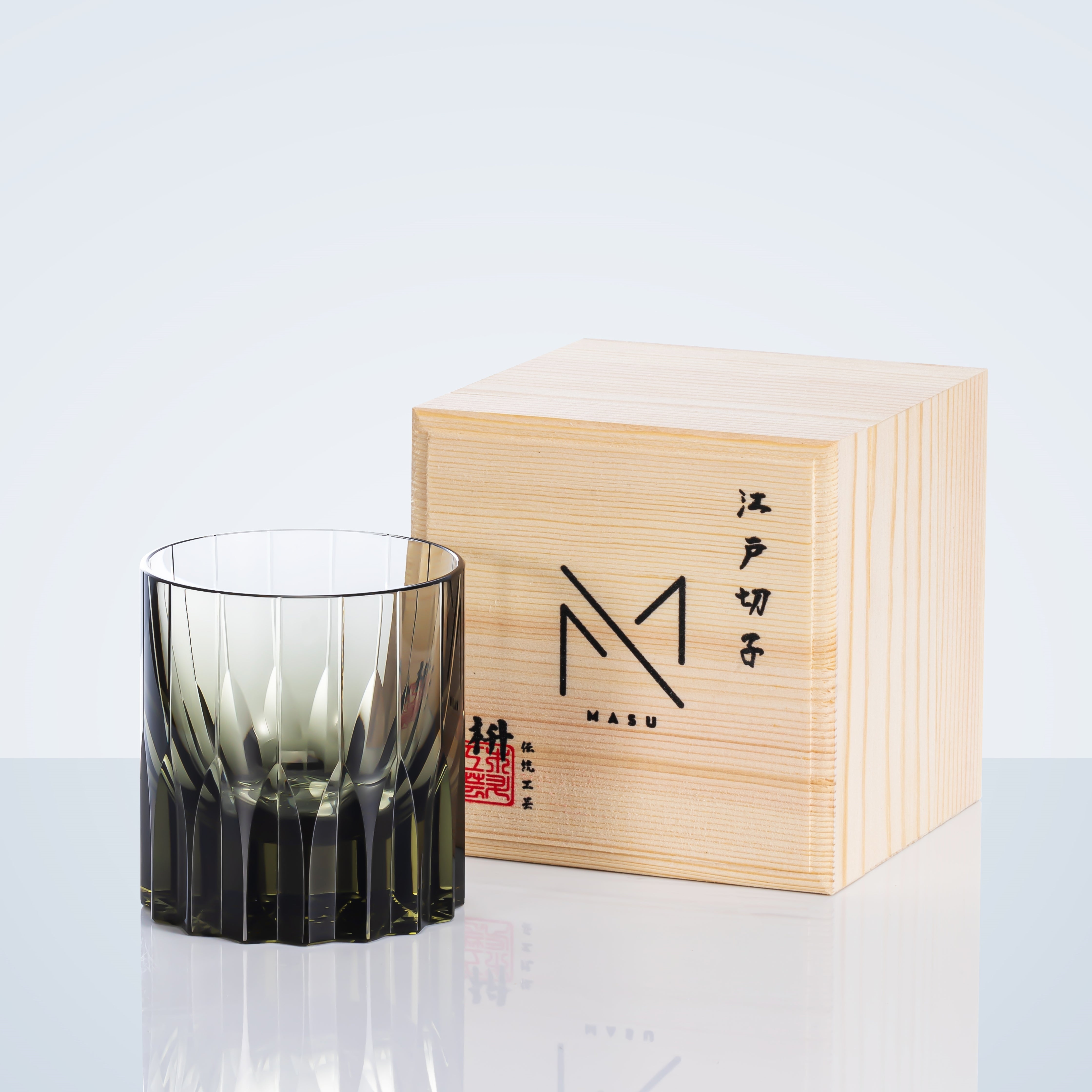 Edo Kiriko Multi-Color Edition Oogverblindende whiskyglazen met houten kist