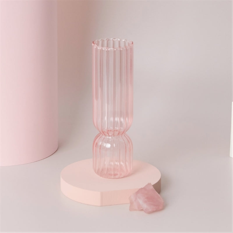 Sakura Pink Glass Taper Candle Holder & Vases