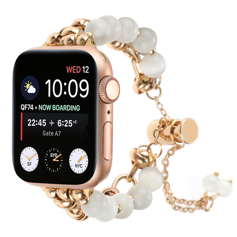 Perle- og krystallmetallarmbånd for Apple Watch