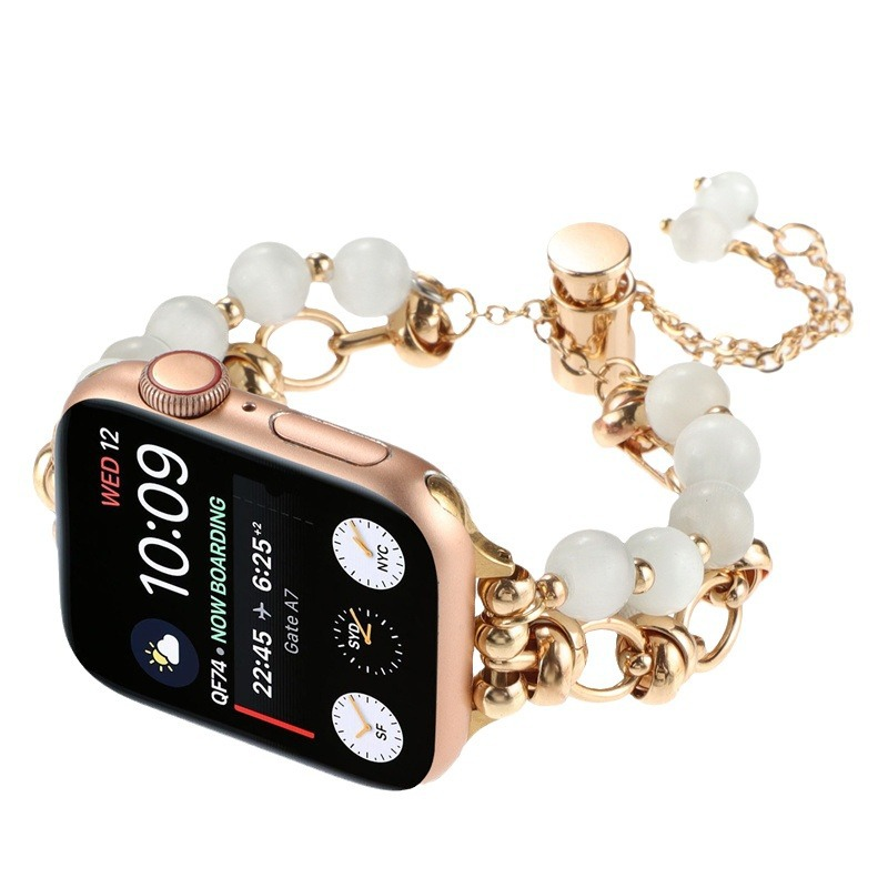 Perle- og krystallmetallarmbånd for Apple Watch