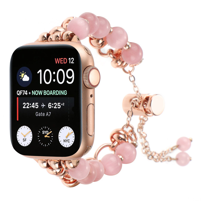 Gyöngy és kristály fém karkötő Apple Watch-hoz