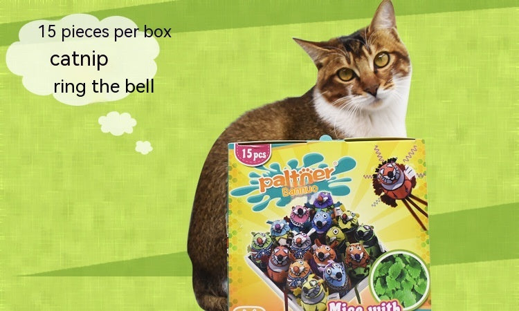 Catnip Craze Set: Kleurrijke pluche muizen met belletjes (15-pack)