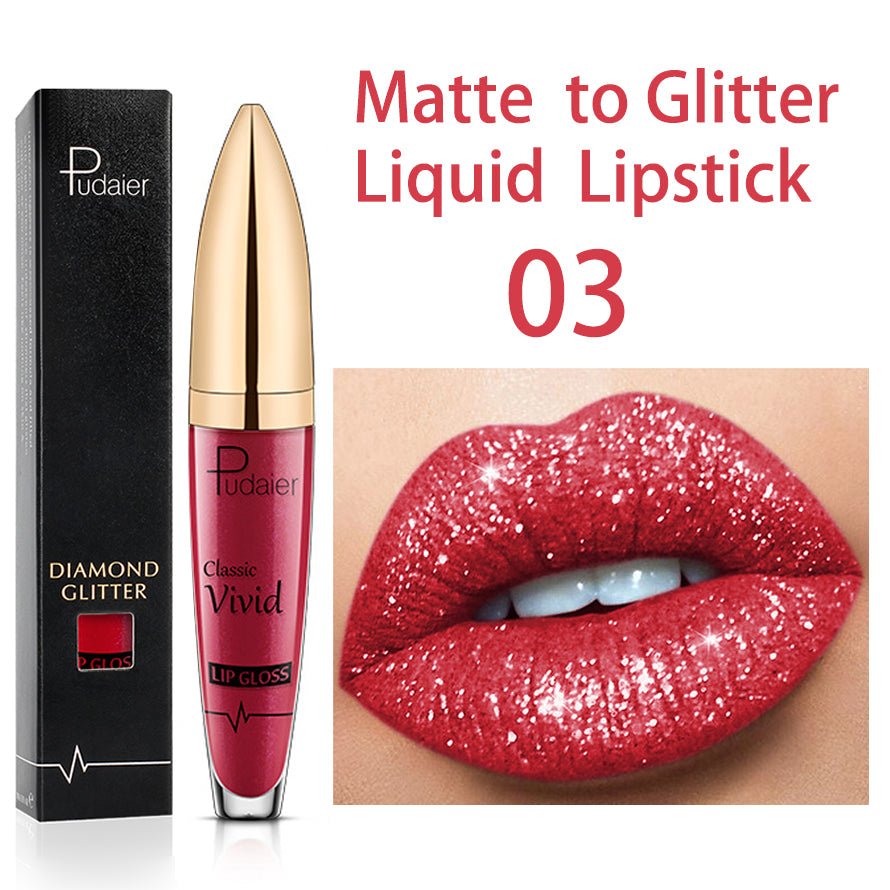 Brilho Labial de Glitter Diamante em 18 Cores