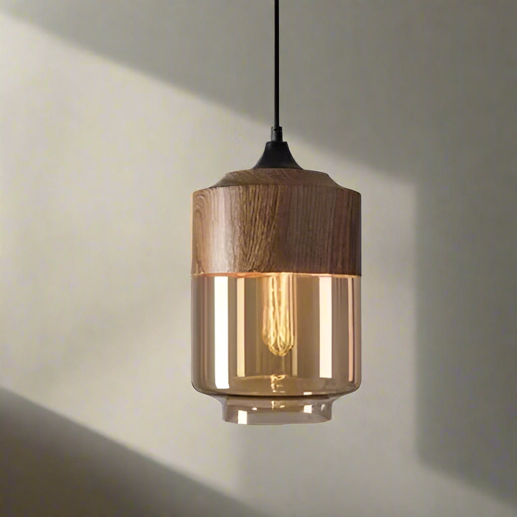 Jevaglo™ | Luxe hanglamp van glas en hout