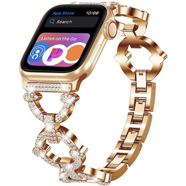 Bling Diamanten Schakelarmband Voor Apple Watch