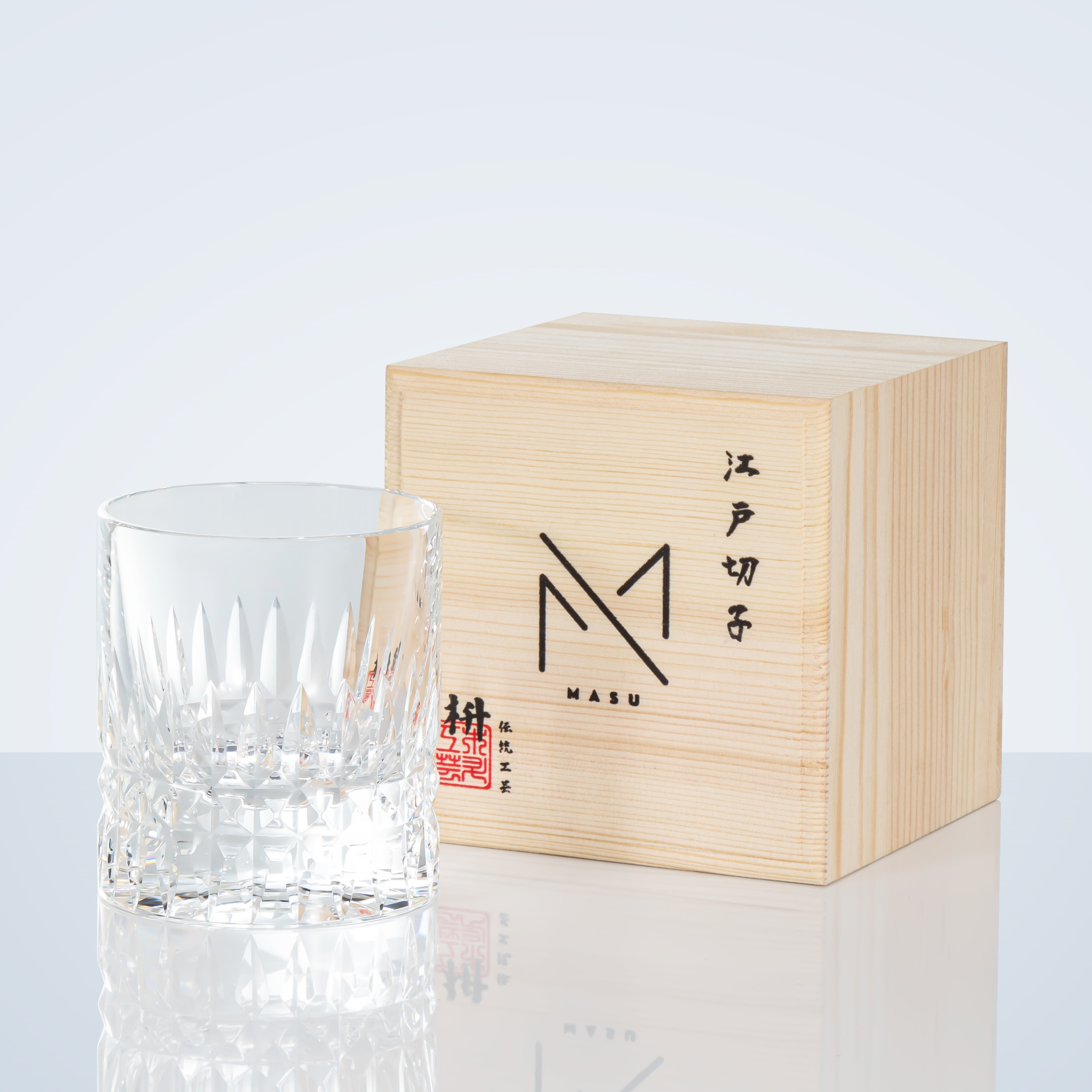 Verre à whisky Edo Kiriko Crystal Royale avec boîte en bois