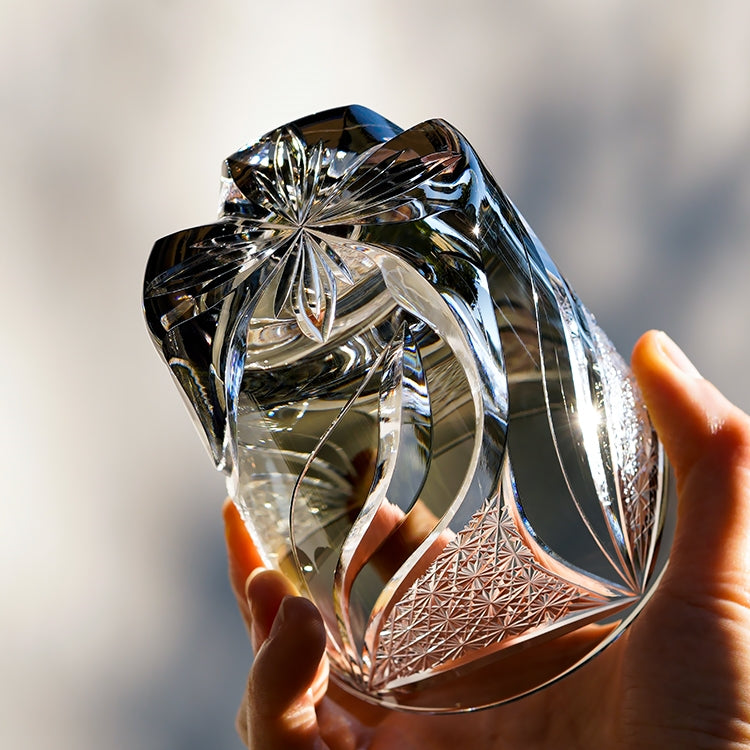 Verre à whisky à flamme Inkstone fabriqué à la main Edo Kiriko avec boîte en bois