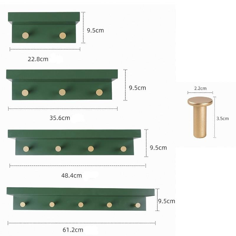 Estantería de pared Huxley con ganchos dorados