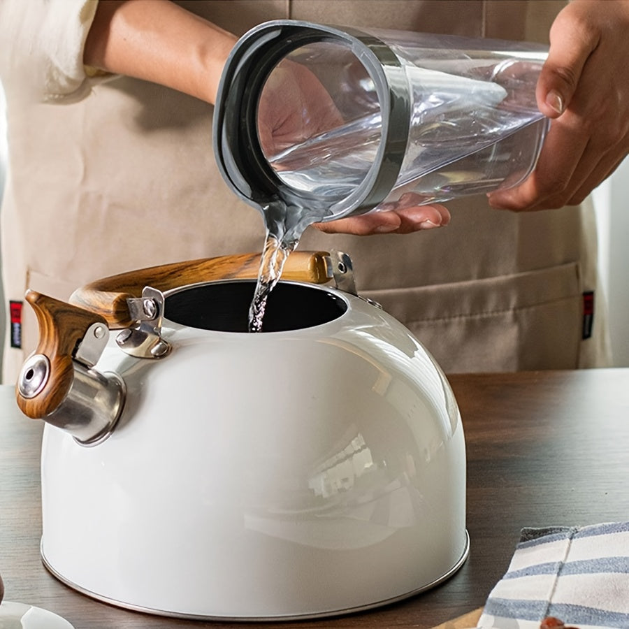 Hervidor de agua con silbato de 3 l con detalles de madera