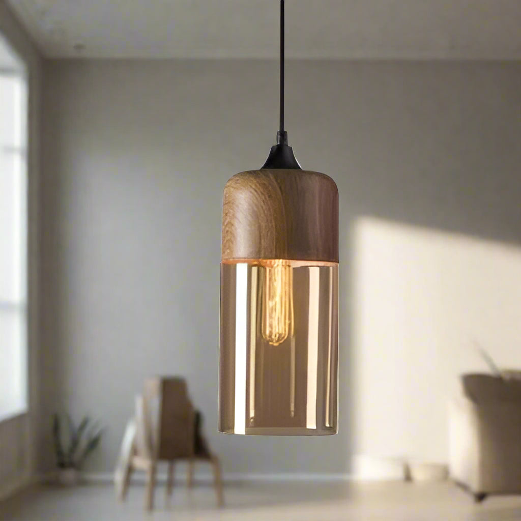 Jevaglo™ | Luxe hanglamp van glas en hout