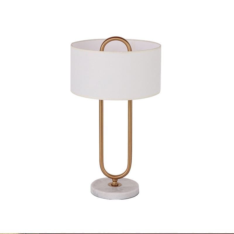 LichtAnna - White Drum Shaped Table Lamp with Oval Base