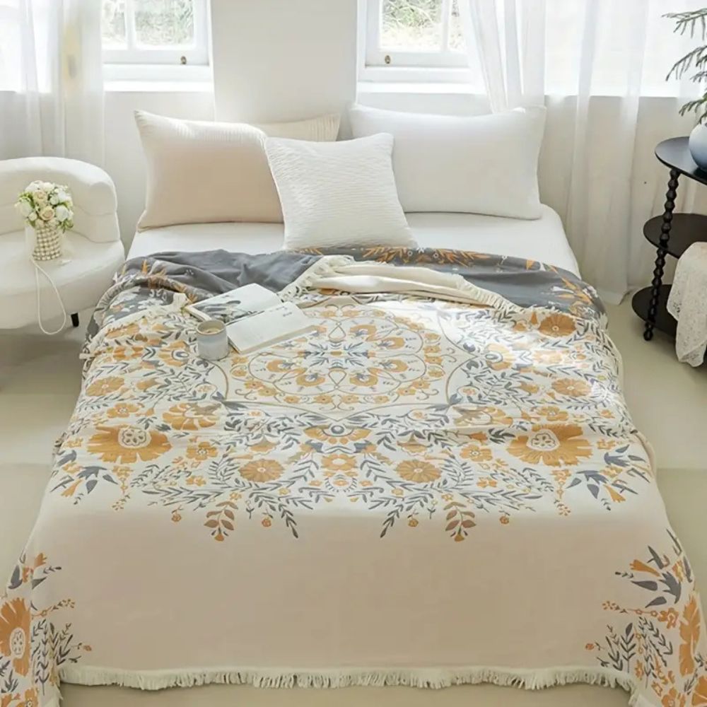 Versailles-inspirert reversibel blomsterpledd